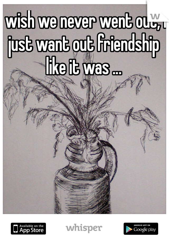 I wish we never went out, I just want out friendship like it was ...