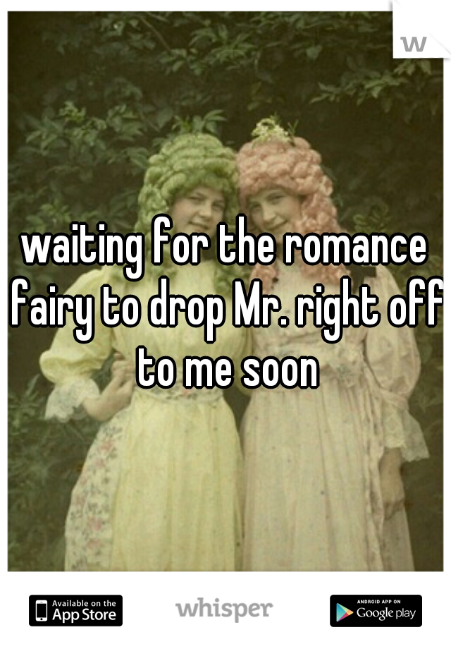 waiting for the romance fairy to drop Mr. right off to me soon
