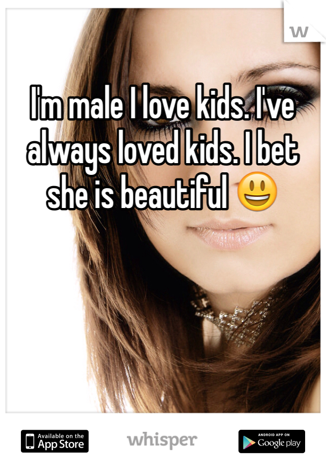 I'm male I love kids. I've always loved kids. I bet she is beautiful 😃
