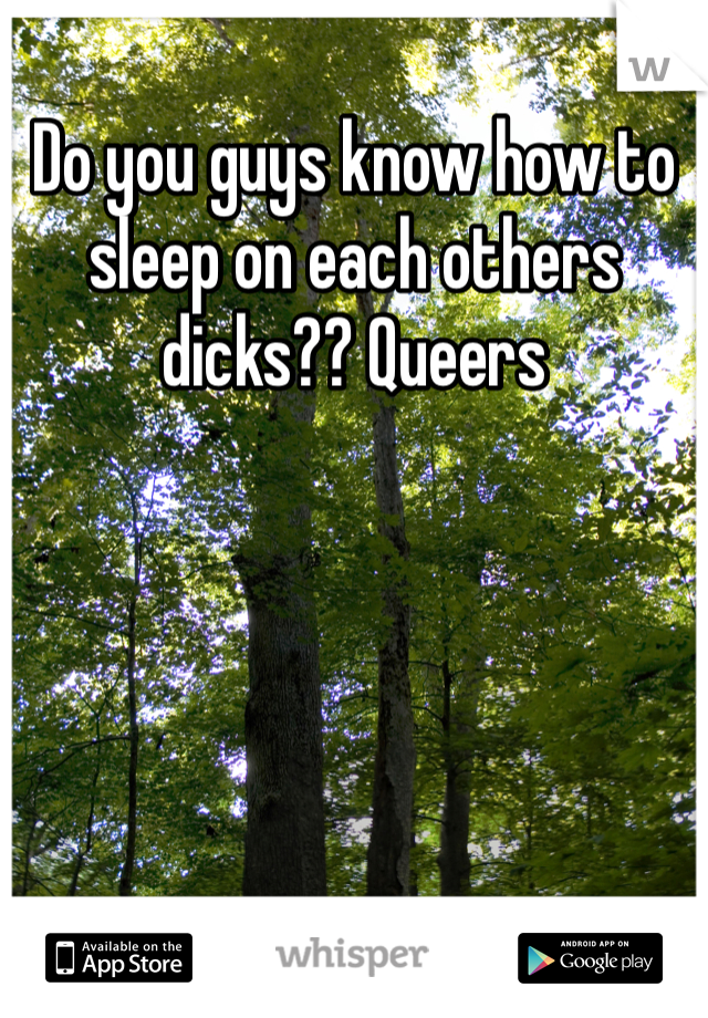 Do you guys know how to sleep on each others dicks?? Queers