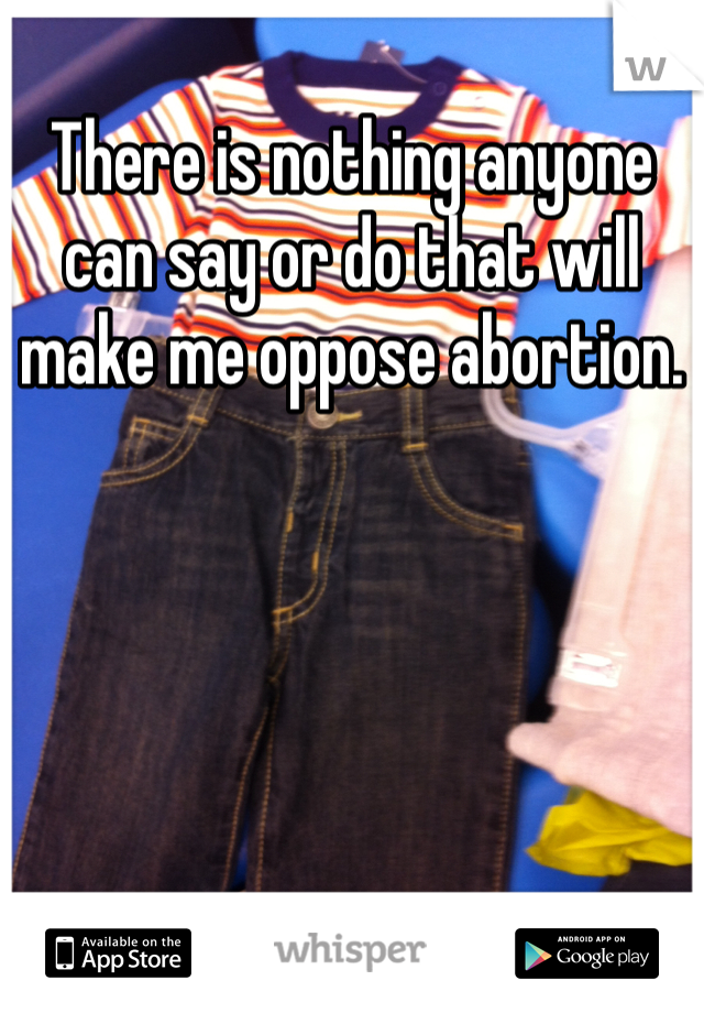 There is nothing anyone can say or do that will make me oppose abortion. 
