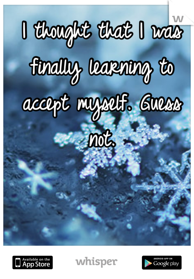 I thought that I was finally learning to accept myself. Guess not. 