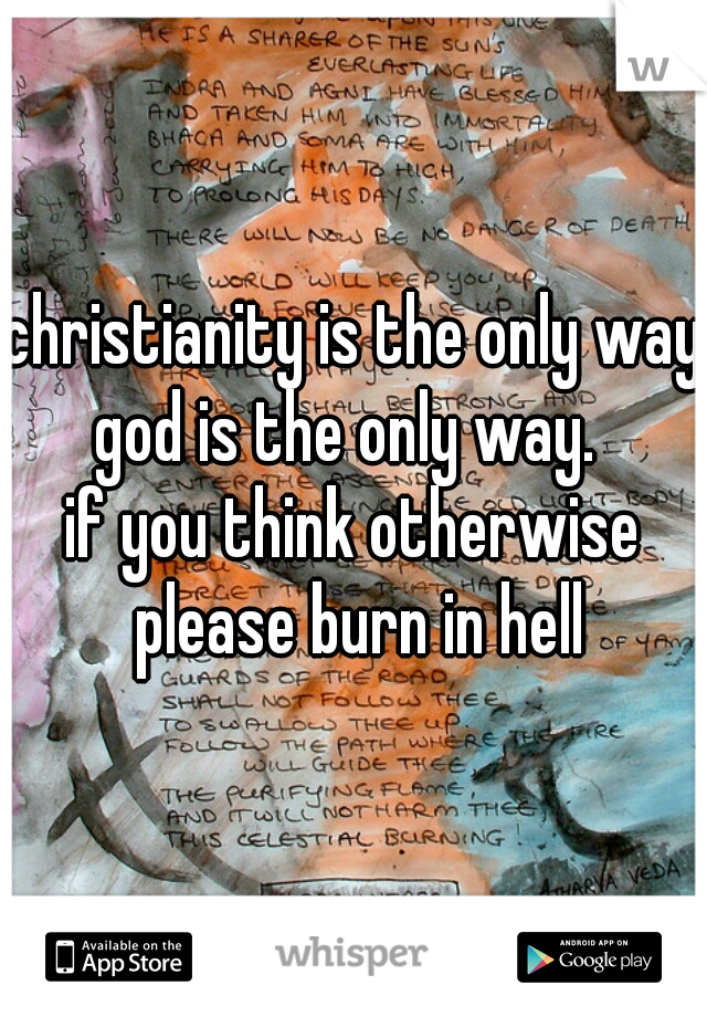 christianity is the only way.
god is the only way. 
if you think otherwise please burn in hell