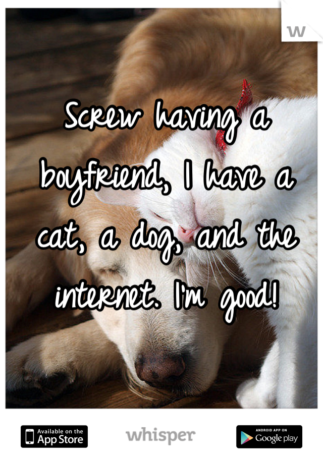 Screw having a boyfriend, I have a cat, a dog, and the internet. I'm good!
