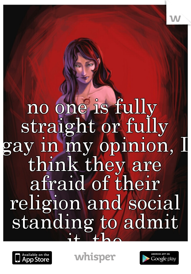 no one is fully straight or fully gay in my opinion, I think they are afraid of their religion and social standing to admit it, tho