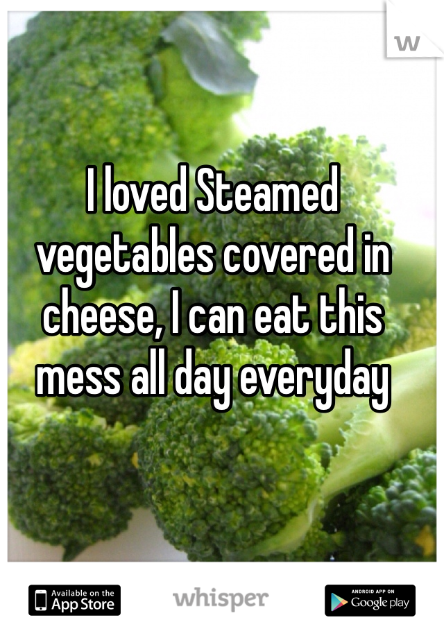 I loved Steamed vegetables covered in cheese, I can eat this mess all day everyday 