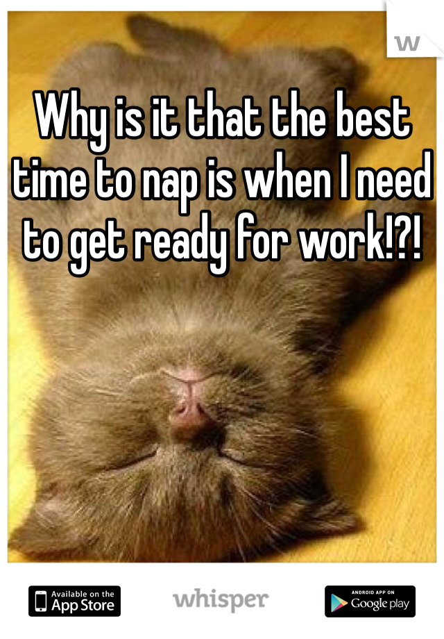 Why is it that the best time to nap is when I need to get ready for work!?!