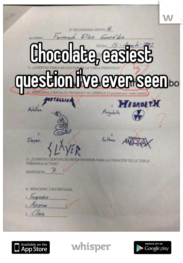 Chocolate, easiest question i've ever seen 