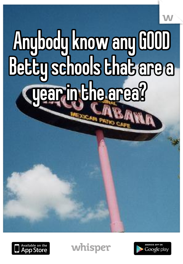 Anybody know any GOOD Betty schools that are a year in the area? 