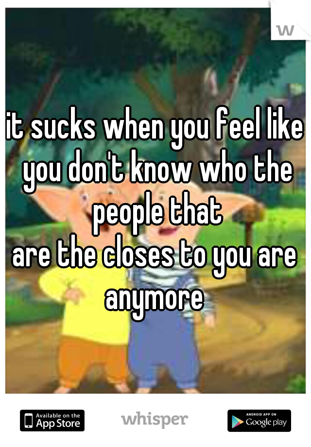 it sucks when you feel like you don't know who the people that
are the closes to you are anymore 