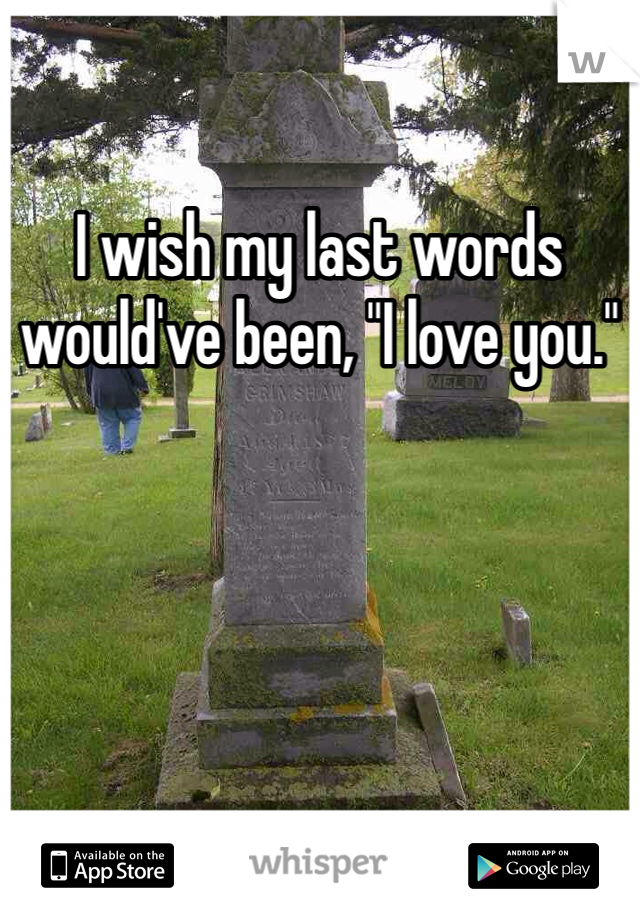 I wish my last words would've been, "I love you." 