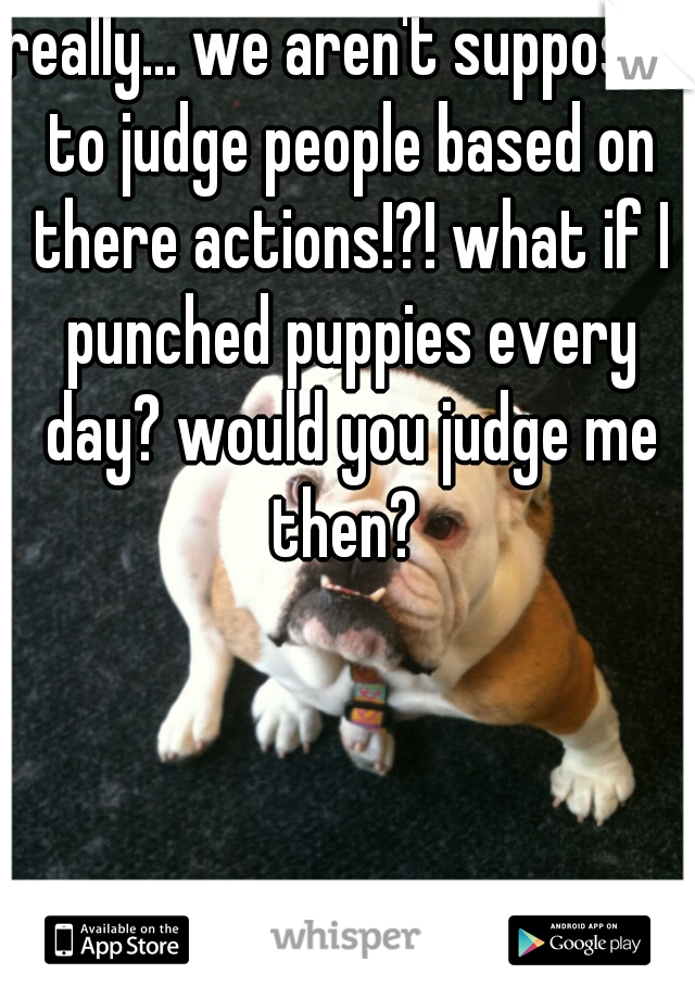 really... we aren't supposed to judge people based on there actions!?! what if I punched puppies every day? would you judge me then? 