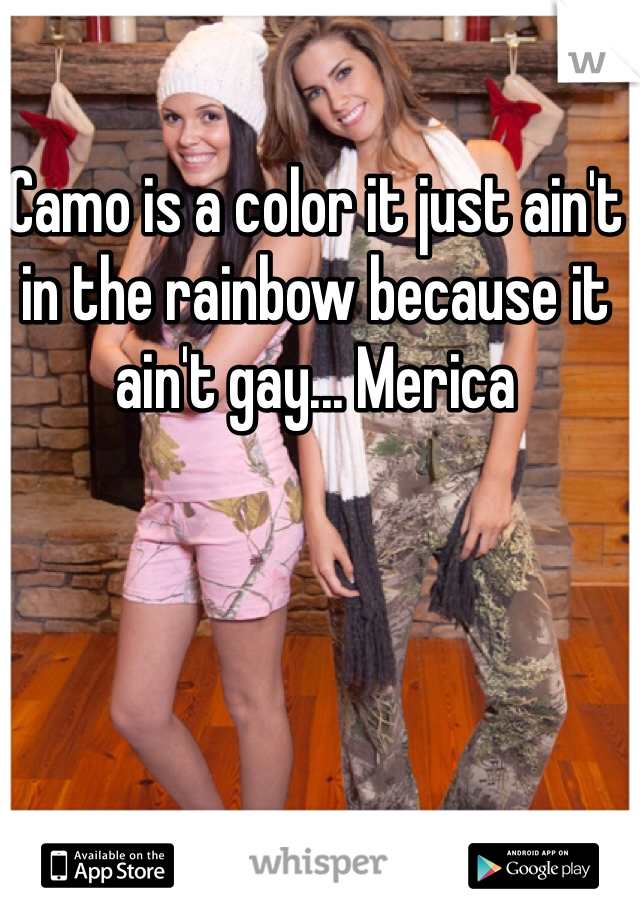 Camo is a color it just ain't in the rainbow because it ain't gay... Merica