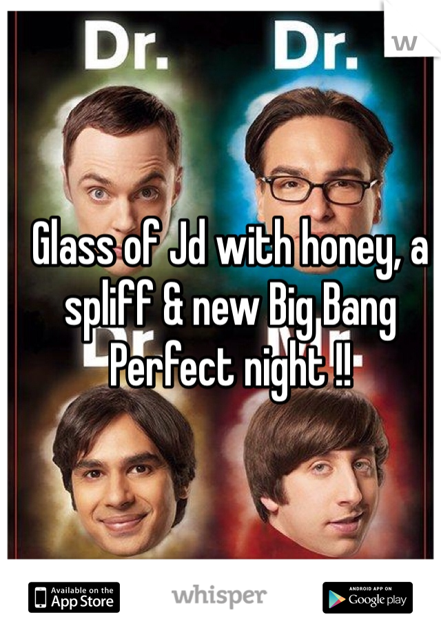 Glass of Jd with honey, a spliff & new Big Bang 
Perfect night !!
