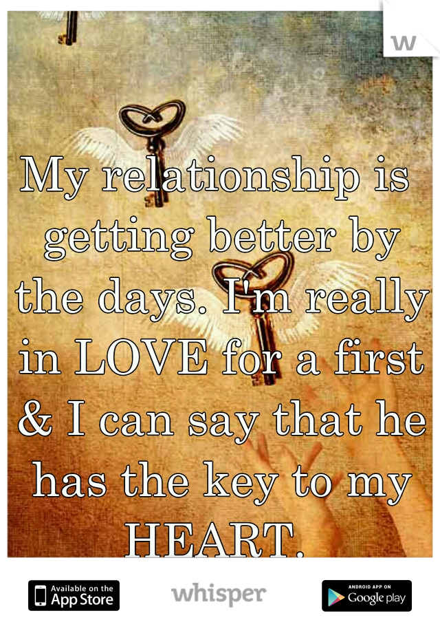 My relationship is getting better by the days. I'm really in LOVE for a first & I can say that he has the key to my HEART. 