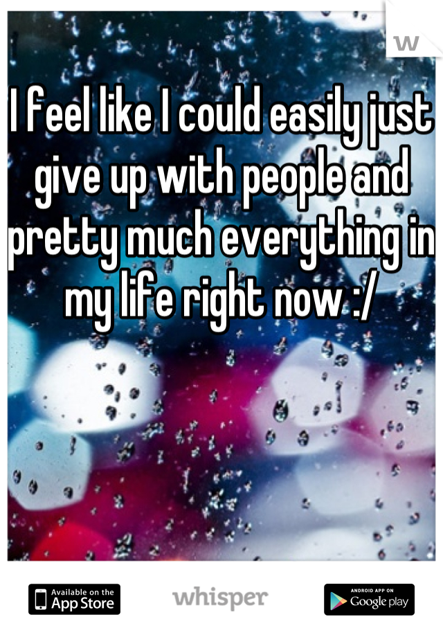 I feel like I could easily just give up with people and pretty much everything in my life right now :/