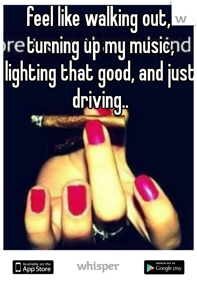 feel like walking out, turning up my music, lighting that good, and just driving..