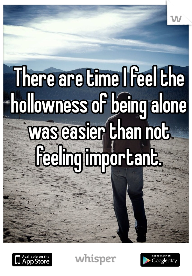 There are time I feel the hollowness of being alone was easier than not feeling important.