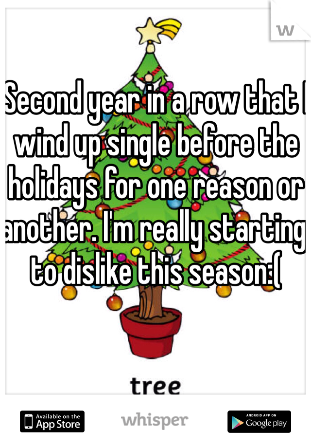 Second year in a row that I wind up single before the holidays for one reason or another. I'm really starting to dislike this season:(