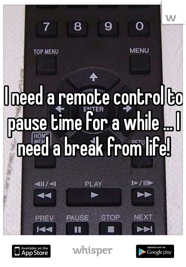 I need a remote control to pause time for a while ... I need a break from life!
