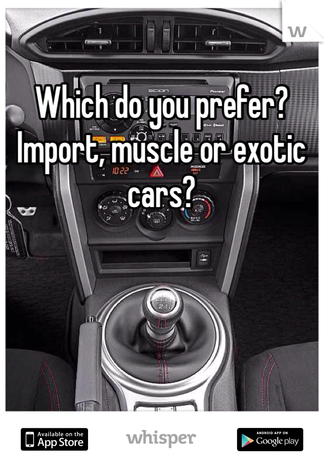 Which do you prefer? Import, muscle or exotic cars?