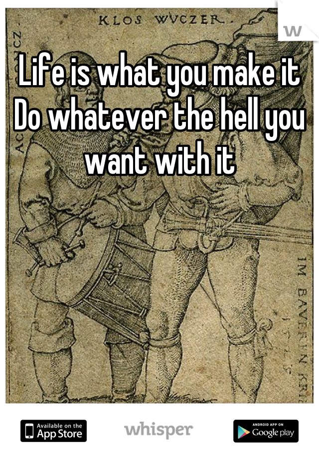 Life is what you make it
Do whatever the hell you want with it
