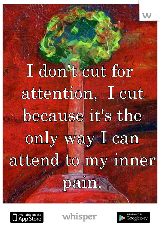 I don't cut for attention,  I cut because it's the only way I can attend to my inner pain.