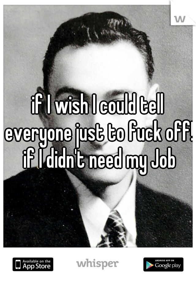 if I wish I could tell everyone just to fuck off! if I didn't need my Job