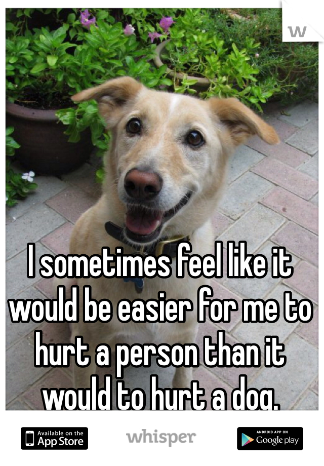 I sometimes feel like it would be easier for me to hurt a person than it would to hurt a dog. 