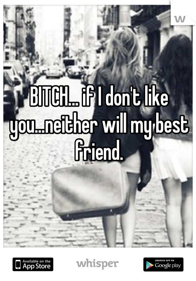 BITCH... if I don't like you...neither will my best friend.

