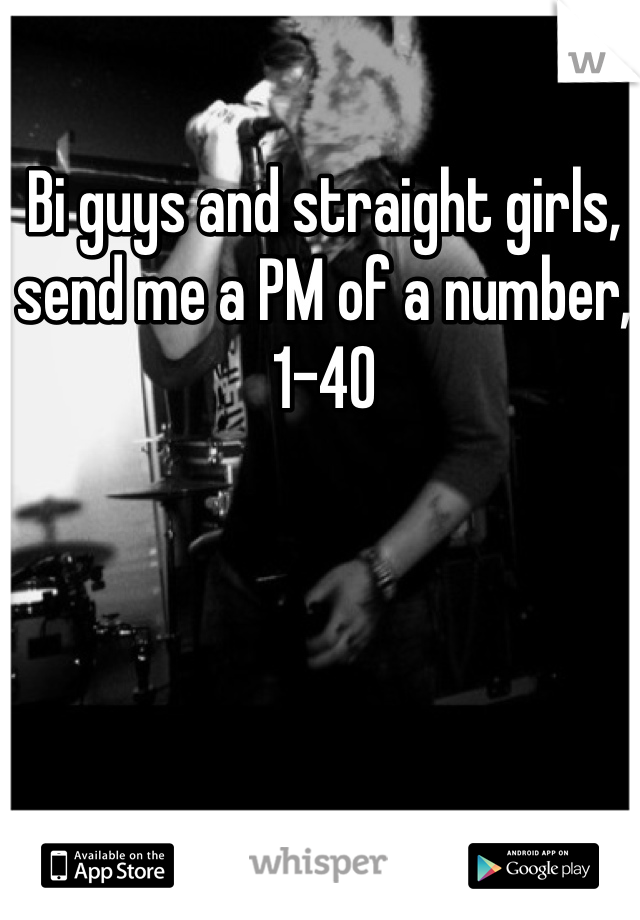 Bi guys and straight girls, send me a PM of a number, 1-40