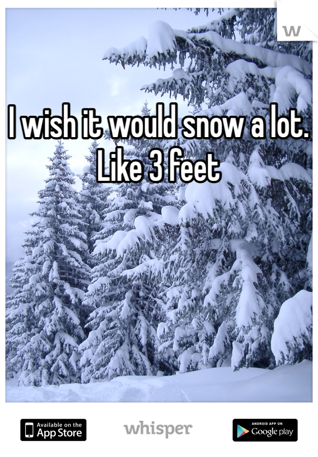 I wish it would snow a lot. Like 3 feet 