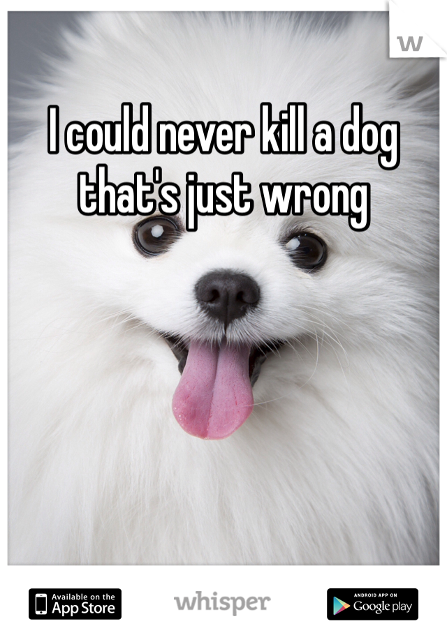 I could never kill a dog that's just wrong 