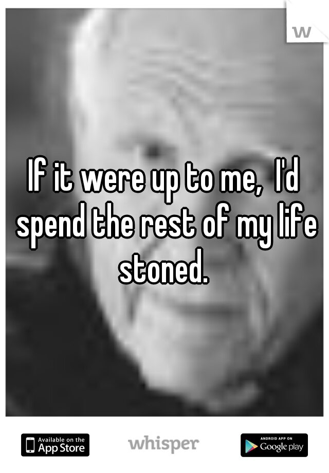 If it were up to me,  I'd spend the rest of my life stoned. 