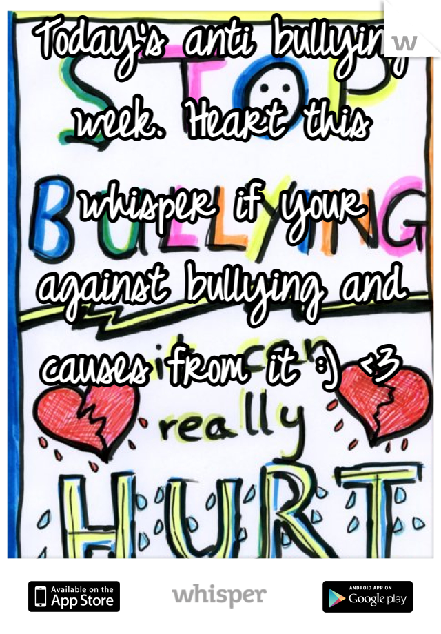 Today's anti bullying week. Heart this whisper if your against bullying and causes from it :) <3