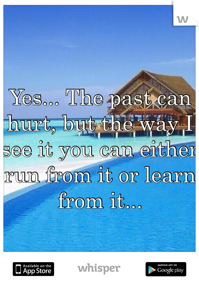 Yes... The past can hurt, but the way I see it you can either run from it or learn from it... 