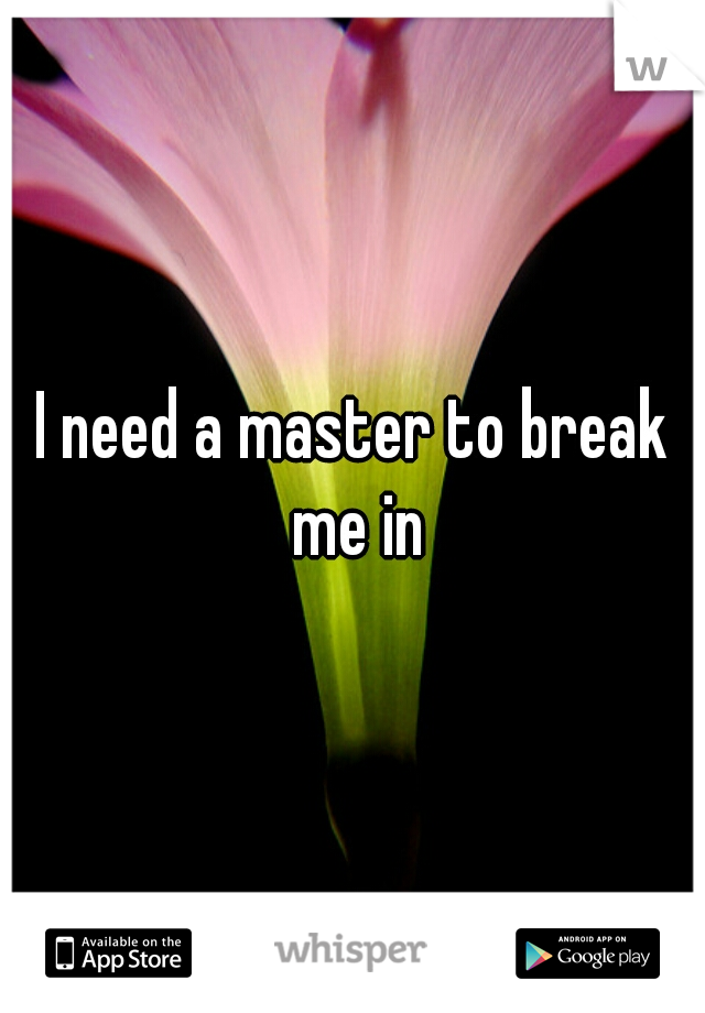 I need a master to break me in