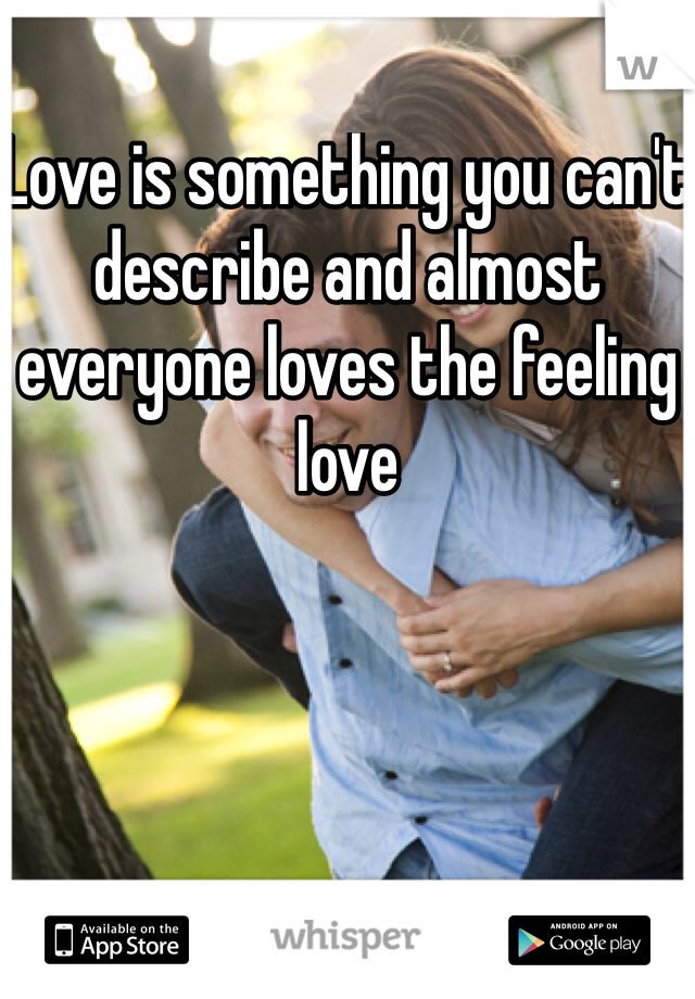 Love is something you can't describe and almost everyone loves the feeling love 