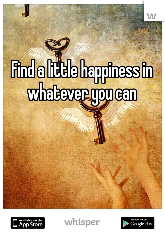 Find a little happiness in whatever you can 