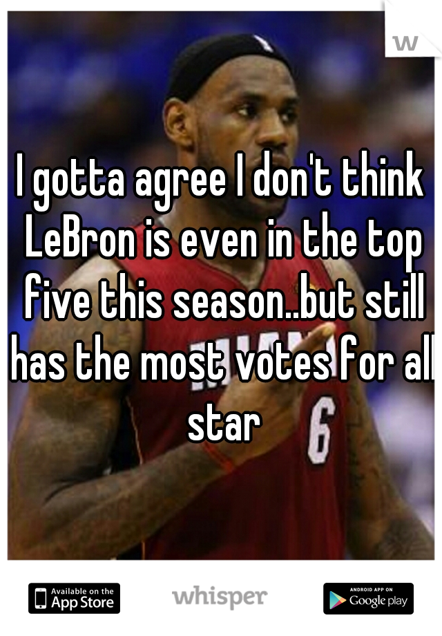 I gotta agree I don't think LeBron is even in the top five this season..but still has the most votes for all star
