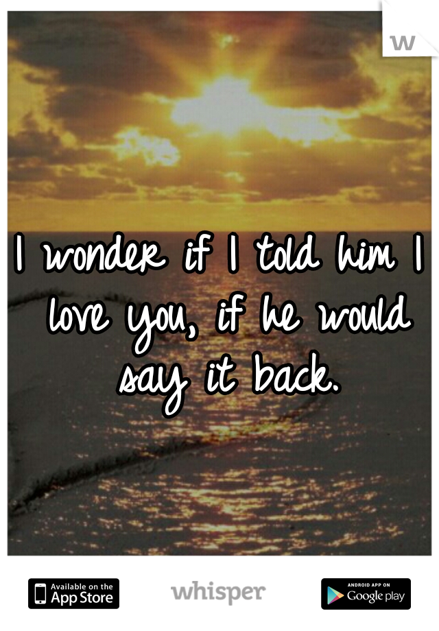 I wonder if I told him I love you, if he would say it back.