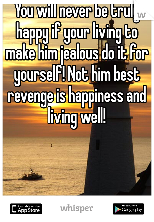You will never be truly happy if your living to make him jealous do it for yourself! Not him best revenge is happiness and living well!
