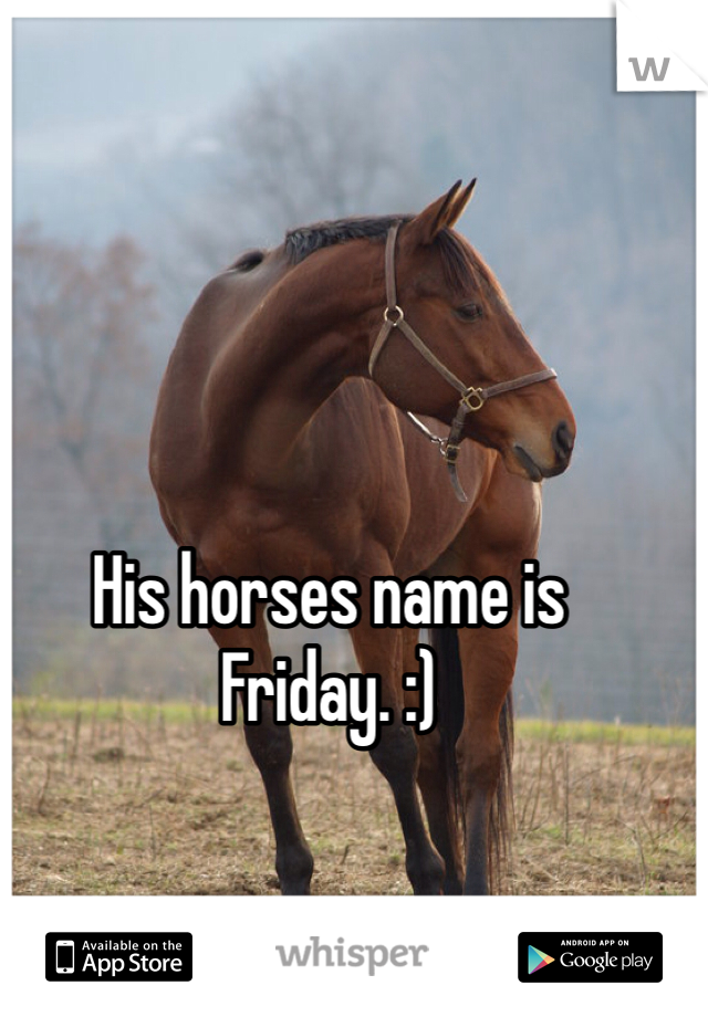 His horses name is Friday. :) 