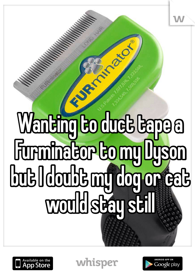 Wanting to duct tape a Furminator to my Dyson but I doubt my dog or cat would stay still