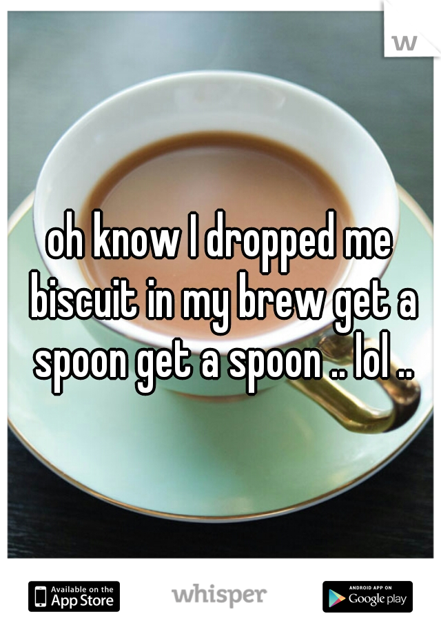 oh know I dropped me biscuit in my brew get a spoon get a spoon .. lol ..