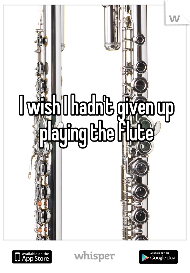 I wish I hadn't given up playing the flute
