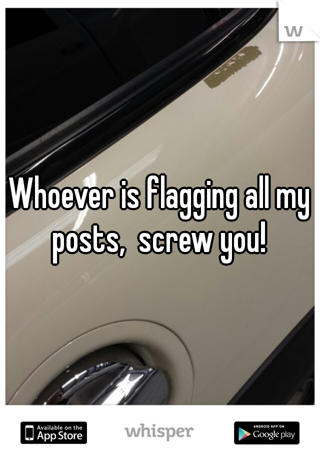Whoever is flagging all my posts,  screw you! 