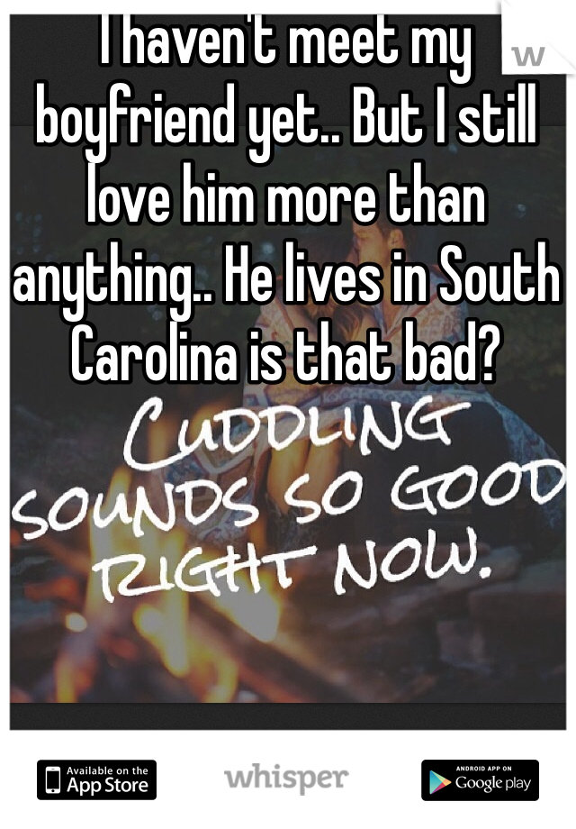 I haven't meet my boyfriend yet.. But I still love him more than anything.. He lives in South Carolina is that bad?