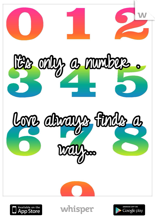 It's only a number .

Love always finds a way...