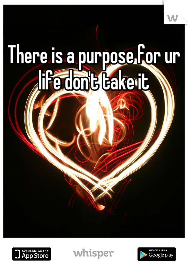There is a purpose for ur life don't take it